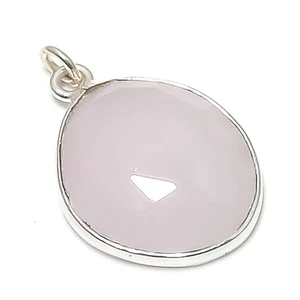 Rose Quartz Gemstone 925 Solid Sterling Silver Jewelry Pendant 0.87" O040 - Picture 1 of 2