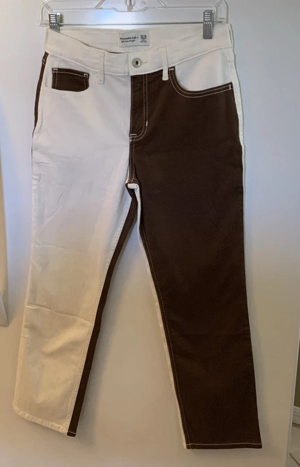 Pantalones de mezclilla cortos marrón y blanco Abercrombie & Fitch A&F para niños 15/16 nuevos sin etiquetas niñas adolescentes Foto 1 de 4