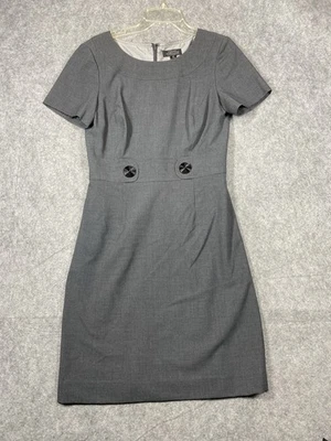 Tahari Authur S Levine Dress Womens 4P Grey Sheath Career Wear Business - Image 1 of 4