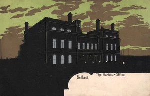 The Harbour Office Belfast Antrim Northern Ireland Silhouette Postcard 1909 - Foto 1 di 2