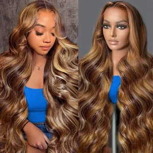 Real Human Hair Wig 30 Inch Ombre 13x6 Lace Front Wig Human Hair 210% Density... - Bild 1 von 7