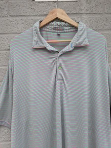 Peter Millar XXL Summer Comfort Striped Extra Long Short Sleeve Golf Polo Shirt - Picture 1 of 15
