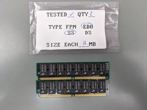 (2) Lite On 16MB EDO SIMMs, 72-pin RAM Memory Sticks (32MB Total) - Picture 1 of 3