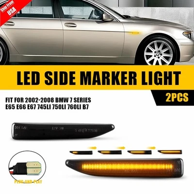 For BMW E65 E66 E67 745i 750i 760i B7 7-Series Dynamic LED Side Marker Light Kit Foto 1 de 4