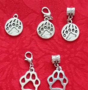ANTIQUE SILVER LARGE PAW PRINT - ANIMAL - DOG - CAT - BEAR - MASCOT - CLAW - Picture 1 of 8