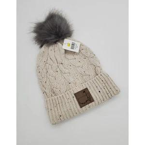 Cappello berretto Masters Golf slittino donna grigio panna pom maglia - Foto 1 di 3