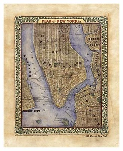 Mapa histórico mejorado artísticamente "Plan of New York 1867" Lisa Middleton - Imagen 1 de 1