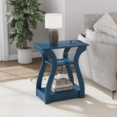 End Tables Living Room ,End Table with Charging Station,Navy Blue End Table with - Image 1 of 4