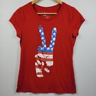 Hybrid Apparel Women's Large Shirt Peace American Flag Graphic Cotton Blend