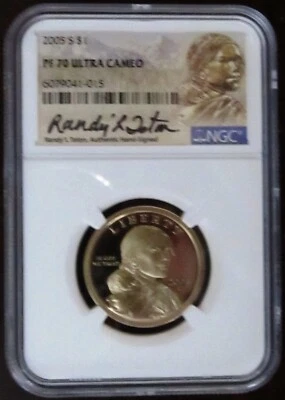 2005 S Sacagawea Dollar, NGC PF70 Ultra Cameo, Randy'L Teton Signed - Image 1 of 2