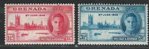 GRANADA BRITÁNICA 1945-46 SELLOS MH MUY FINOS SCOTT # 143-144 EDICIÓN DE PAZ - Imagen 1 de 1
