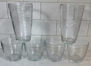 VINTAGE LIBBEY GLASS ORBITA 4-Double Old Fashion Glass 2-Highball Cooler Tumblr - Picture 1 of 13