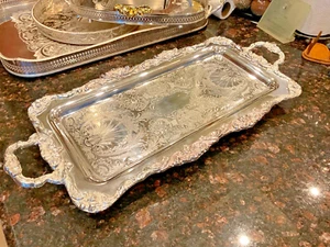 Stunning VTG Leonard Silver Co. 25.5" Elongated Ornate Serving Tray - Picture 1 of 8