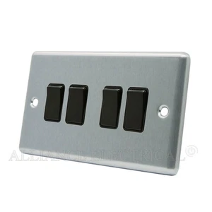 Gebürstet Satin Chrom Klassisch 4 Gang Quad 2 Wege Lichtschalter CSC4GSWIBL - Bild 1 von 1