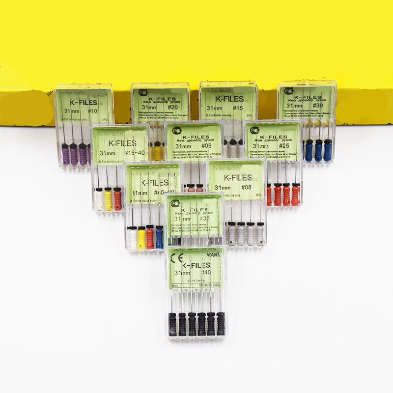 牙科不锈钢 K 档根管 21/25/31 毫米手工 Limas De Endodoncia — 第 1/1 张图片