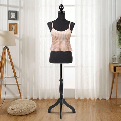 DKELI Female Mannequin Torso Dress Colthing Form Body Display w/ Tripod Stand Black
