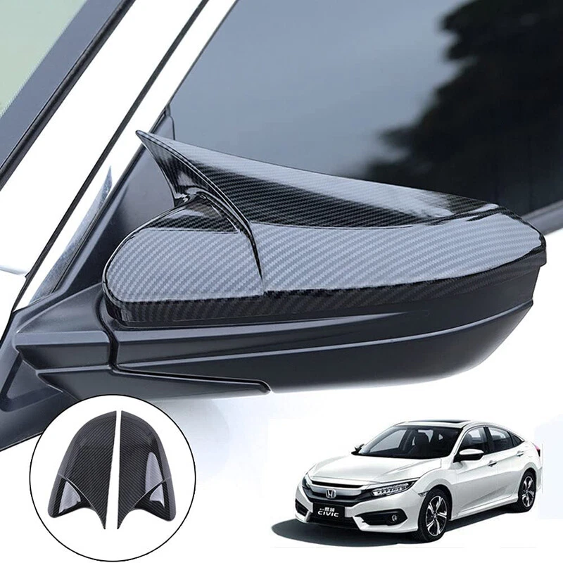 Carbon Fiber Look Rear View Side Mirror Cover Cap For Honda Civic 10th 2016-2021 - Image 1 of 4