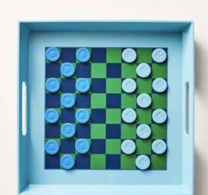 Kate Spade X Target Checkerboard Serve Serving Tray Game New Checkers Blue Green - Picture 1 of 3