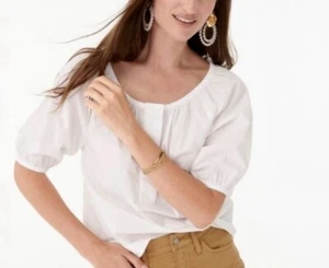 NWT J.Crew White Swingy Scoop Neck Top Size Medium - Picture 1 of 5