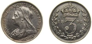 Great Britain 1895 3 Pence Silver (.925) AU - Picture 1 of 1