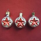 Old USSR 3 GLASS BULBS Christmas Ornament /Communist STAR/ 1950 Vintage Soviet
