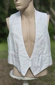VINTAGE 1940’S WHITE COTTON MEN’S WAIST COAT VEST - Picture 1 of 3