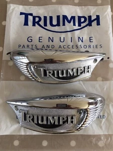 Triumph Chrome Tank Badges T3900066/T3900067-Brand New - Picture 1 of 7