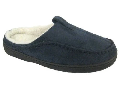 Pantuflas zueco de mula forradas de piel azul marino para hombre talla 7-8 Foto 1 de 1