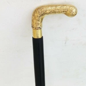 Victorian Walking Stick Solid Brass Handle Antique Wooden Cane Vintage Men Gift - Picture 1 of 7