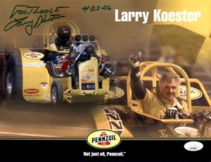 Footloose Larry Koester Signed Penzoil Tractor Pulling Champ 8.5x11 Photo JSA #3 - Picture 1 of 2