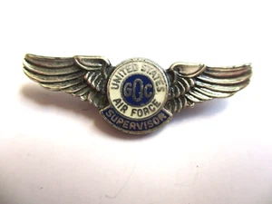 Air Force Ground Observer Club Pin United States US Supervisor Wing USAF Pinback - Bild 1 von 4