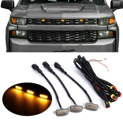 Kit de luces de circulación LED ámbar de 3 piezas para Chevrolet Silverado 1500 2500 3500 Foto 1 de 4