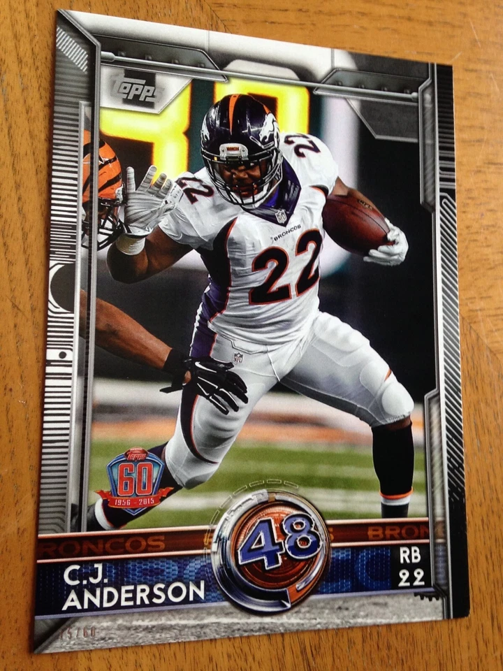 2015 Topps 5x7 60th Anniversary Team Edition C.J. Anderson 346 Broncos 15/60 - Image 1 of 1