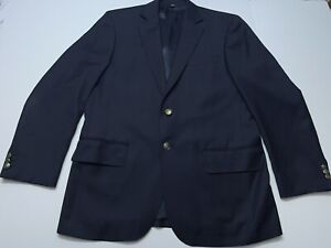 Mens Orvis 100% Wool Sport Coat Suit 2 Button Jacket Navy Blue Size 40 Reg