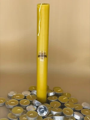 Beast-Sized Handmade Pure Beeswax Pillar Candle | 100% Cotton Wick | Natural - Image 1 of 4