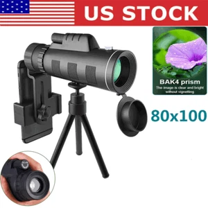 Day / Night Vision 80x100 Zoom HD Monocular Starscope Monocular Telescope BAK4 - Picture 1 of 15