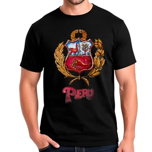 T-shirt manica corta uomo patriottica peruviana scudo stemma nuovo - Foto 1 di 17