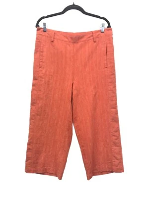 Rafaella Linen Pants Women’s 12P Orange Flat Front Wide Leg Casual Beach Trouser - Image 1 of 4