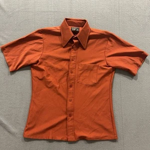 Vintage JC Penney TownCraft Shirt Mens M Orange Tapered 60s 70s Short Sleeve - Picture 1 of 6