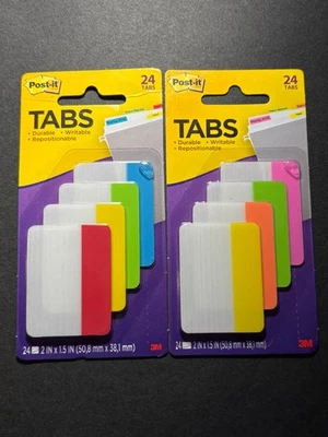 Paquete de 2 pestañas de archivo duraderas Post-it, 4 colores, 2 pulgadas x 1,5 pulgadas, paquete de 2 24 quilates, 48 en total Foto 1 de 4