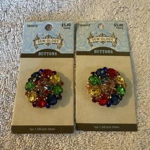 2 juegos de botones multicolor Sew-ology de 1 3/8 pulgadas 33 mm - Imagen 1 de 9