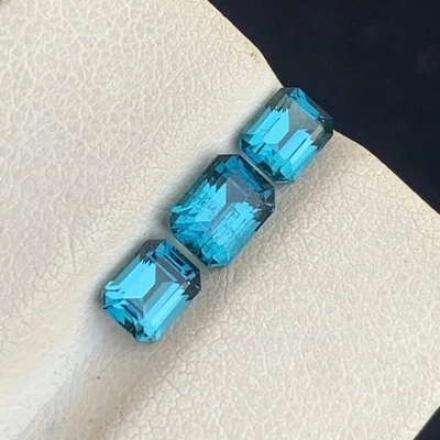 2.00 Carats Blue Tourmaline Set Emerald Cut Natural Afghani Loose Gemstone - Image 1 of 4