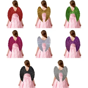 Faux Feather Angel Wings with Elastic Shoulder Straps Festival Carnivals Party - Picture 1 of 38