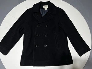 LL Bean Wool Pea Coat Bellini Fabric Made In Italy Mens Medium ⚓️$330 🔥 - Picture 1 of 12