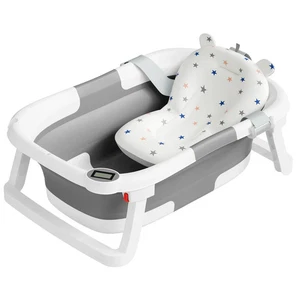 Collapsible Baby BathtubBaby Bath Tub with Soft Cushion & ThermometerBaby Bat... - Picture 1 of 9