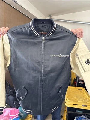 Rocawear Men's Vintage Letterman Varsity Jacket Size XL, Black/White Streetwear  - Image 1 of 2