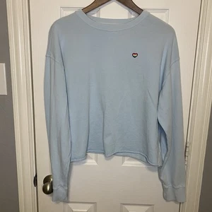 Spiritual Gangster Sweatshirt Aloha Love Cropped Blue Women's Large - Picture 1 of 5