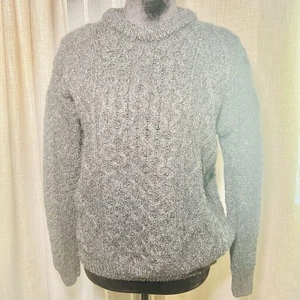Aran Woollen Mills Pullover Wabenmuster Rundhals grau Fischer Irland - Bild 1 von 6