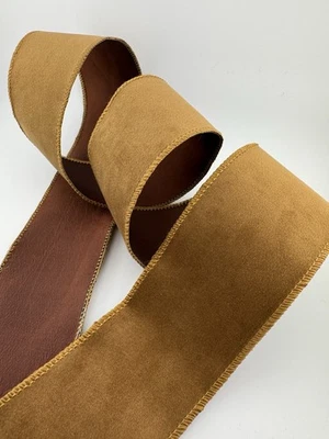 d. stevens Antique Gold Velvet, Dupion Back (Silk) Ribbon 2.5” 10yds DS09-2560 - Image 1 of 4