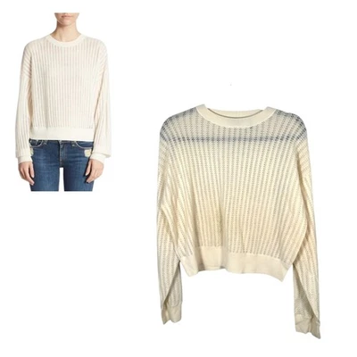 Theory Verlina Pointelle Cropped Merino Wool Knit Lightweight Sweater P (00/0) - Image 1 of 4